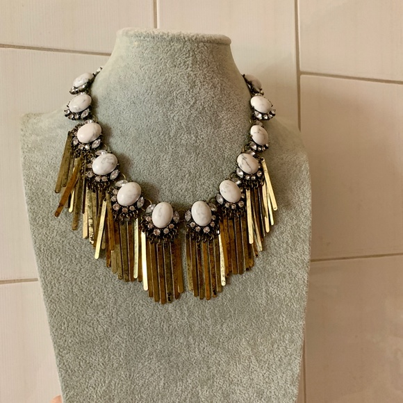 BaubleBar Fringe Crystal Antiqued Metal Statement Necklace - Nice - Picture 8 of 9